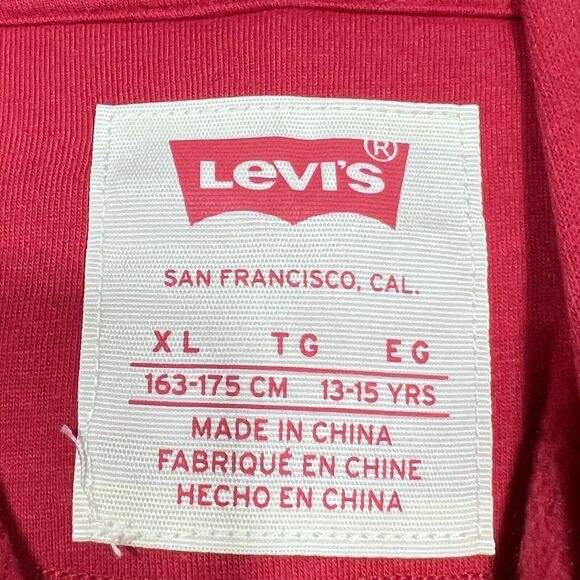 Levi's Sweatshirt Boys Kids Size X-Large Red Long Sleeve Pullover Hoodie - Picture 12 of 16